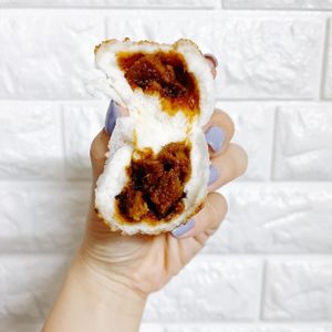 my favourite bun with sesame bun-ttock and delicious fillings. Highly recommend you all to try this sesame bbq bun! at Lotus Vegetarian 莲心 - Novena in Central Singapore