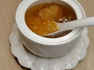 tao suan dessert. very diluted. very disappointng. the fried dough smells unfresh. hawker centre tao suan is much better.  at Lotus Vegetarian 莲心 - Novena in Central Singapore