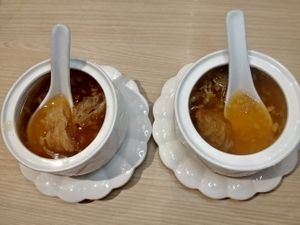 tao suan dessert. very diluted. very disappointng. the fried dough smells unfresh. hawker centre tao suan is much better.  at Lotus Vegetarian 莲心 - Novena in Central Singapore