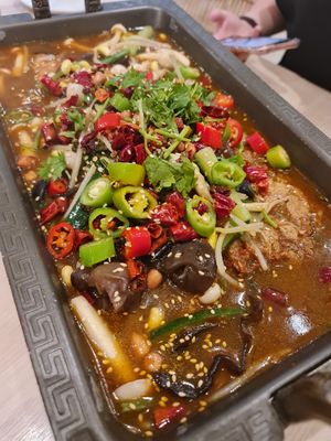 Grilled "Fish" in Suchuan Mala Broth ~ 31/3/22 at Lotus Vegetarian 莲心 - Novena in Central Singapore