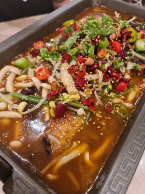 Grilled "Fish" in Suchuan Mala Broth ~ 31/3/22 at Lotus Vegetarian 莲心 - Novena in Central Singapore