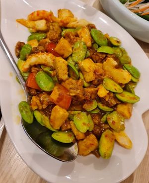 Peranankan style Sambal Petai with Tempeh ~ 1/4/22 at Lotus Vegetarian 莲心 - Novena in Central Singapore
