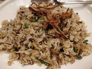 Truffle Mixed Mushroom Fried Rice 松露菌菇香椿炒饭  at Lotus Vegetarian 莲心 - Novena in Central Singapore