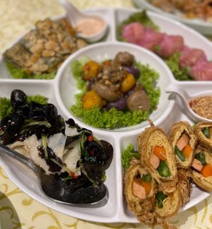 The prosperous 5 platter   at Lotus Vegetarian 莲心 - Novena in Central Singapore