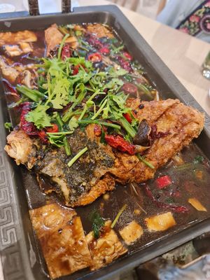 Grilled Hooish in Fermented Black Bean Broth ~ 28/4/22 at Lotus Vegetarian 莲心 - Novena in Central Singapore