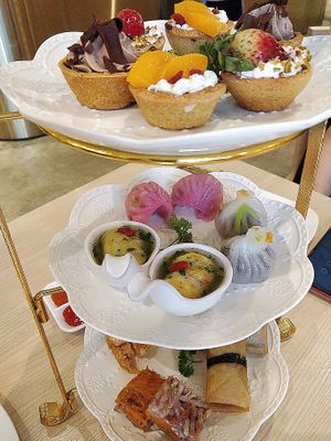 High tea spread at Lotus Vegetarian 莲心 - Novena in Central Singapore