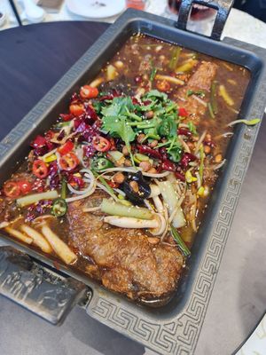 Grilled Hooish in Mala Broth ~ 15/6/22 at Lotus Vegetarian 莲心 - Novena in Central Singapore