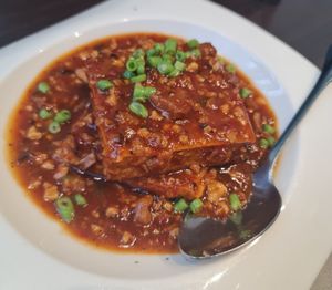 Tofu with homemade Spicy Xo sauce ~ 15/6/22 at Lotus Vegetarian 莲心 - Novena in Central Singapore