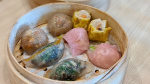 Wild Mushroom Crystal Dumplings & Veggie Abalone Dumplings & Ma La Crystal Dumplings & Veggie Siew Mai Dumplings  at Lotus Vegetarian 莲心 - Novena in Central Singapore