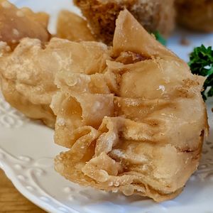 Golden Crispy Shrimp Dumpling at Lotus Vegetarian 莲心 - Novena in Central Singapore