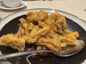 Pumpkin Tumeric fried mushrooms  at Lotus Vegetarian 莲心 - Novena in Central Singapore
