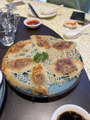 Signature pan fried dumplings 9/10  at Lotus Vegetarian 莲心 - Novena in Central Singapore