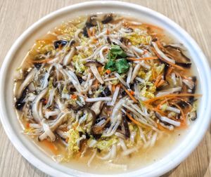 Taiwan noodles in thick soup, very flavourful, lots of fresh ingredients, recommended at Lotus Vegetarian 莲心 - Novena in Central Singapore