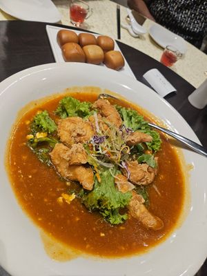 Jumbo Prawn in Chili sauce ~ 26/9/23 at Lotus Vegetarian 莲心 - Novena in Central Singapore