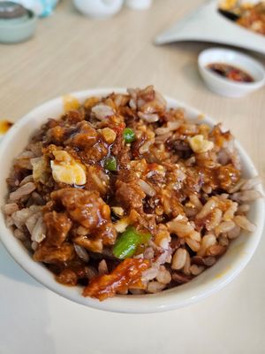 Brown rice with tofu XO sauce  ~ at Lotus Vegetarian 莲心 - Novena in Central Singapore