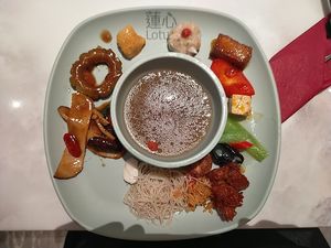 Highlight: Mixed mushroom dish on the left at Lotus Vegetarian 莲心 - Novena in Central Singapore