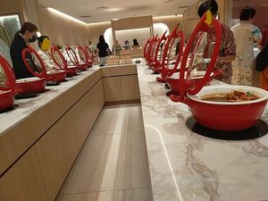 Line-up of hot dishes at Lotus Vegetarian 莲心 - Novena in Central Singapore