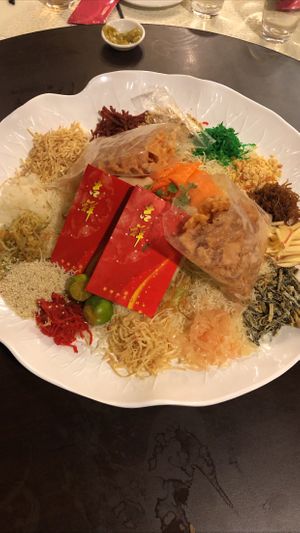 10pax set B: prosperity yu sheng (veg abalone & konnyaku slices) at Lotus Vegetarian 莲心 - Novena in Central Singapore