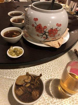 10pax set B: double boiled soup w/ premium mushrooms and fungi  at Lotus Vegetarian 莲心 - Novena in Central Singapore