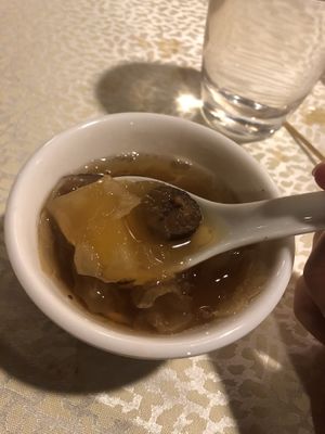 10pax set B: fruity loquat soup w/ white fungus & chuanbei  at Lotus Vegetarian 莲心 - Novena in Central Singapore