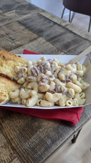 Vegan carbonara (from the specials board) at Vivi's Deli in Glasgow