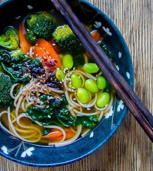 ZEN v

GINGER MISO BROTH, EXTRA FIRM TOFU CUBES, EDAMAME, SPINACH, MUSHROOMS, WAKAME
GARNISHED WITH GREEN ONIONS
 at Globowl Cafe in Lexington