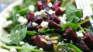 Roasted Beet and Goat Cheese Salad at Globowl Cafe in Lexington