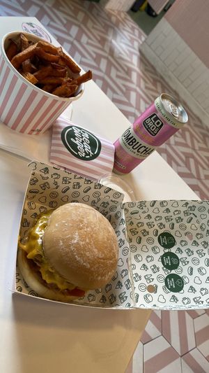 Sweet potato fries & smash burger at Neat - Camden in North West London