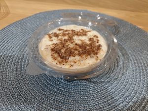 Rice pudding at Vegebar in Belgrade