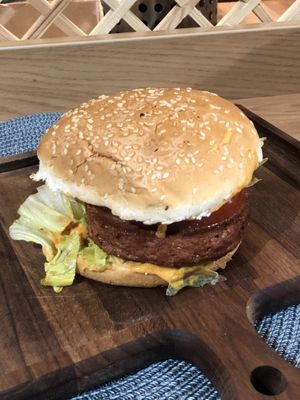 The burger  at Vegebar in Belgrade