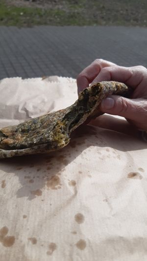 Spinach-filled crepe at Vegebar in Belgrade