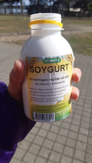 Soy joghurt that you can order with your meal at Vegebar in Belgrade