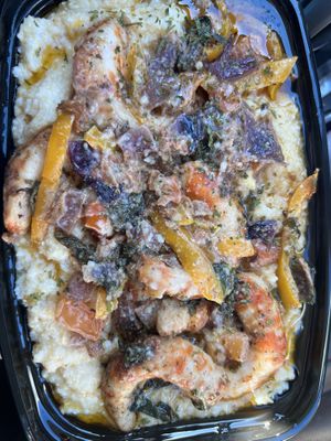 Shrimp and grits with cornbread.  at Planted Soul - Maybe closed in College Park