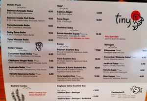 Menu at Tiny Fish - Bleicherweg in Zurich