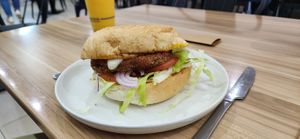 Crap and over priced. Vegetables patty. at Salty Groms in Lakes Entrance