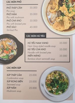 menu at Hoang Nhi - P1 in Da Lat