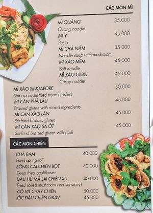 menu at Hoang Nhi - P1 in Da Lat