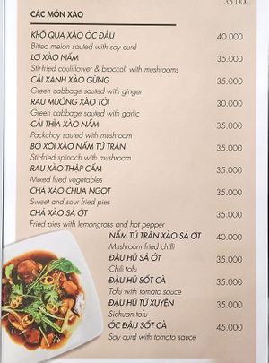 menu at Hoang Nhi - P1 in Da Lat