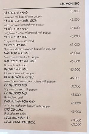 menu at Hoang Nhi - P1 in Da Lat