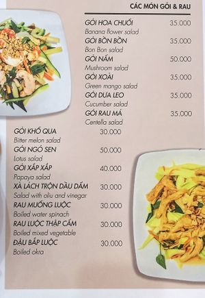 menu at Hoang Nhi - P1 in Da Lat