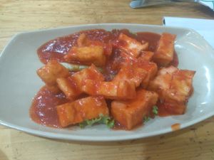 Sauted tofu with tomato sauce at Hoang Nhi - P1 in Da Lat