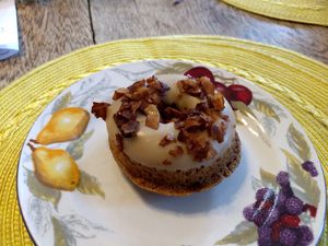 Maple donut with coconut bacon at Ms Julie's Kitchen in Akron