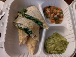 Spinach daiya quesadilla.  #Veganuary at Laredo in Washington