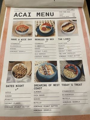 Menu page 1  at Cherry on Top Acai Bowls in Bangkok