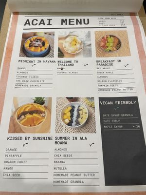 Menu page 2  at Cherry on Top Acai Bowls in Bangkok