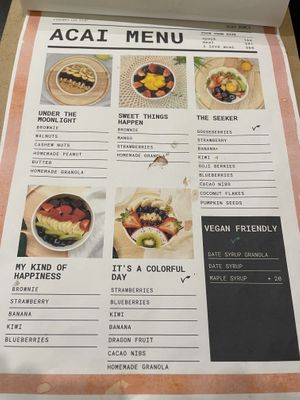 Menu page 3  at Cherry on Top Acai Bowls in Bangkok