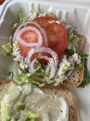 GF Mock Chicken Salad Sandwich! 😋 at Kaya's Kitchen in Belmar
