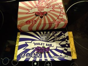 Vegan chocolate (rose and violet flavours) at Veggie Garden in Rotterdam