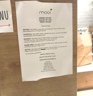 Their English menue  at Mooi in Prague