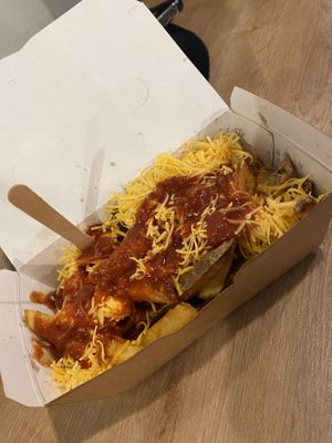 Belgian fries (heavy liquid smoke taste)  at Mooi in Prague